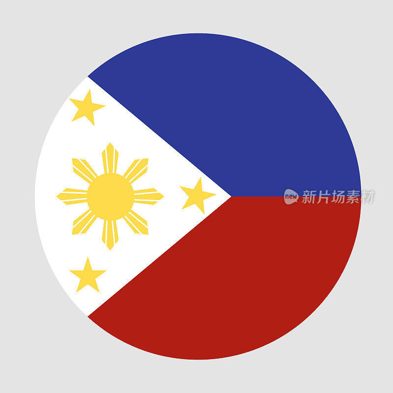 Philippines flag in circle on gray background.